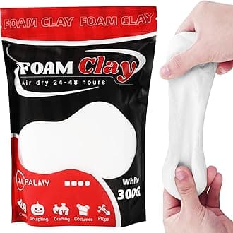 - CALPALMY Moldable Foam Clay - 300g High Density Air Dry Clay for Intricate Designs, Cosplay, Crafting, and Artistic Projects - Cutting with a Knife or Rotary Tool, Sanding or Shaping (White)