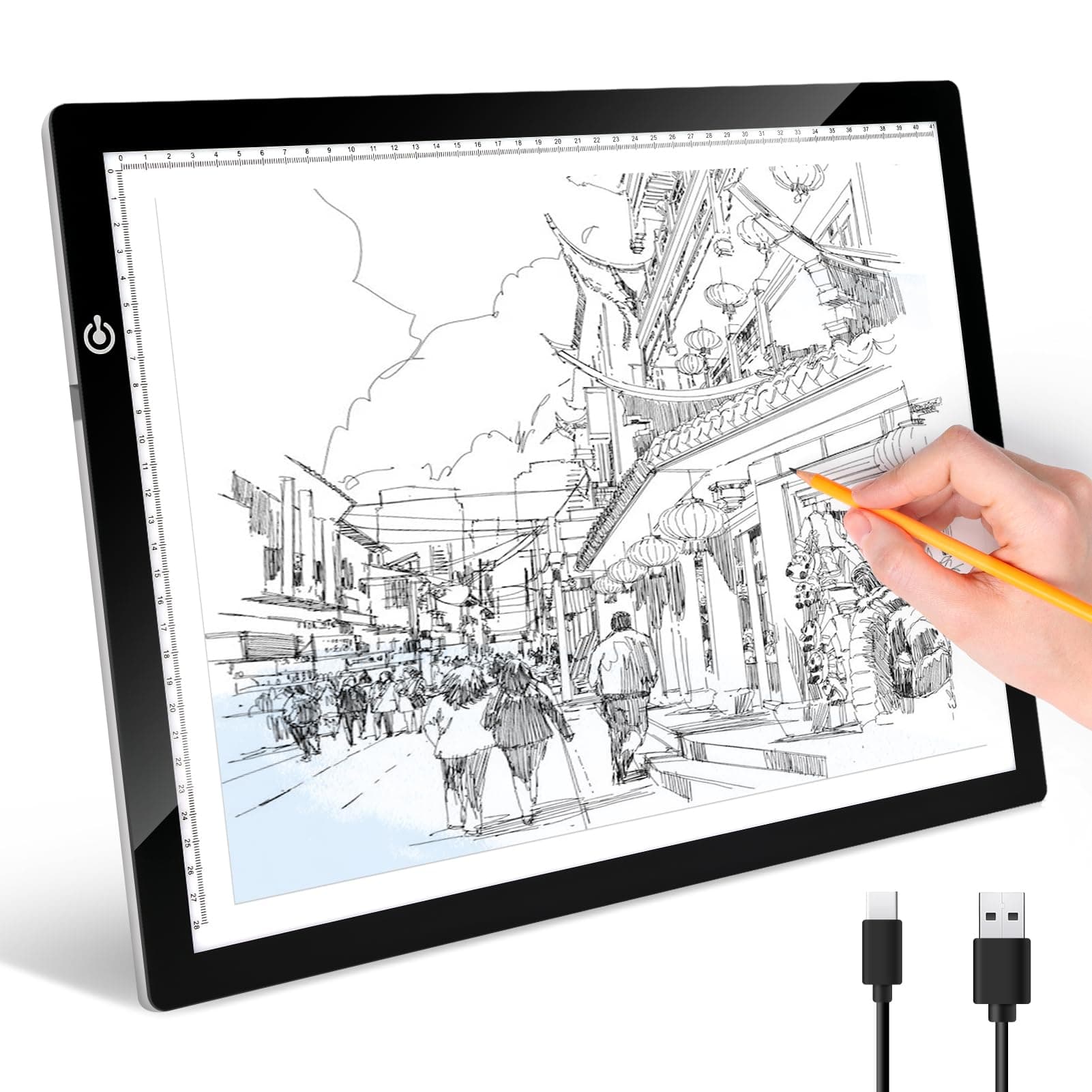 RTjoyA3 LED Light Tracing Pad, Adjustable USB Powered Portable Light Copy Board Tablet for Tattoo Transferring, DIY Drawing Diamond Art, Sketching