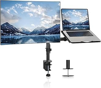 LIONS HEAD Monitor Stand with Laptop Tray - Basic Pole Mount for 22-32 Inch Monitors, Tilt Adjustable, Ergonomic Design, Weight Support 8 kg, Stand Weight 3.6 kg Self Installation