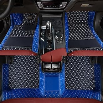 Custom Personalized Floor Mats ，Luxury Full Coverage All Weather Car Floor Mats，Anti-Slip Leather Car Mat Set ，Custom Floor Mat， for 99% of Cars, Trucks & SUV. (Black Blue)