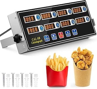 1 Pack Commercial 8 Channel Digital Kitchen Timer, Multi-Countdown Timer with Loud Alarm & Large LCD Display, Wall Mount or Countertop for Restaurant, Fry Station, Baking & Lab Use