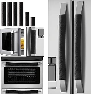 Volecy NEYARO Refrigerator Door Handle Covers, Set of 6 Washable Interior Decor Appliance Handle for Fridge Microwave Stove Dishwasher Catch All Stains Dust Fingerprint Prevent Ice Hand(Black)