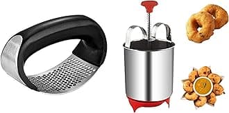 YOPRAMPerfectly Shaped and Crispy Mendu Vada Maker Machine Medu Vada and Donut Maker Stainless Steel for HomemadeStainless Steel Garlic Presser |Garlic Press Crusher andGinger Presser for Kitchen(Combo) Garlic Presser & Medu Vada