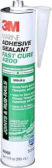 3M Marine Adhesive Sealant Fast Cure 4200 (06560) – Semi-Permanent Flexible Adhesive Sealant for Boats and RVs – White - 1/10 Gallon