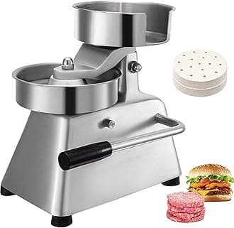 VBENLEM Commercial Hamburger Patty Maker 130mm/5inch Stainless Steel Burger Press Heavy Duty Hamburger Press Meat Patty Maker Hamburger Forming Processor with 1000 Pcs Patty Papers