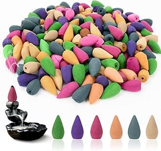MAQIHAN Backflow Incense Cones for Waterfall - Waterfall Scented Incense Cones 180PCS Backflow Smoke Burning Incense Cones Bulk 9 Different Incense Cones for Ceramic Backflow Waterfall Incense Burner