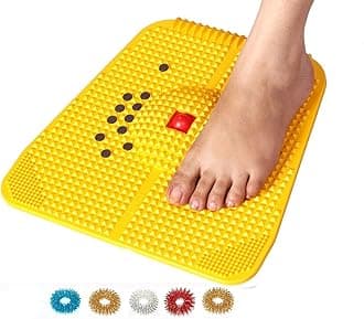 ACi Acupressure Reflexology Magnetic Pyramidal Therapy Power Pain Relief Energy Foot Health Yellow Mat Set of 1 + Sujok Rings Set of 5