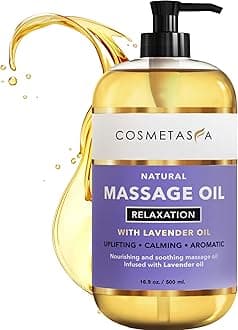 Lavender Massage Oil for Massage Therapy - All Natural, Cruelty-Free & Spa Quality Skin Therapy Oil, Calming & Soothing Care - Lavender, Geranium & Grapeseed Oil (16.9 oz)