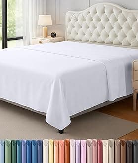 Flat Sheet - 1 Pack (Full, White) - Soft Brushed Microfiber Fabric - Shrinkage & Fade Resistant Top Sheet - Easy Care Bed Sheet