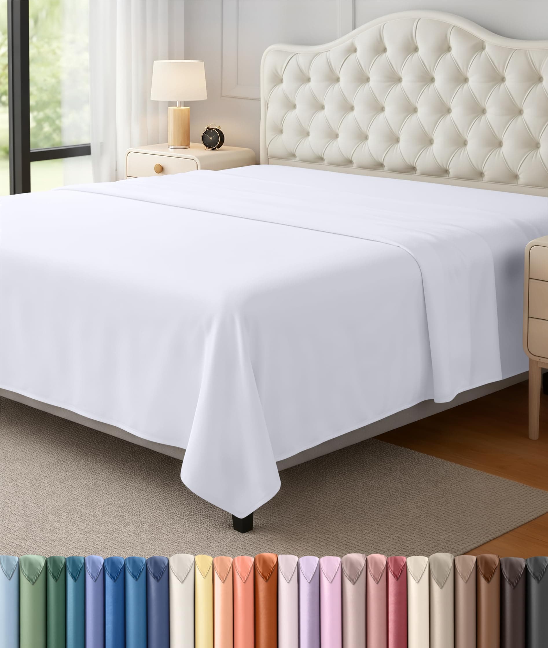 Utopia Bedding Flat Sheet - Soft Brushed Microfiber Fabric - Shrinkage & Fade Resistant Top Sheet - Easy Care - 1 Flat Sheet Only (Queen, White)