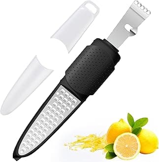 Rainspire Lemon Zester Tool with Channel Knife, Stainless Steel Citrus Zester Tool, Lemon Peeler, Zesters for Kitchen, Ultra Sharp 2-in-1 Tool Easily Creates Citrus Zest (Black)