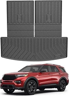 Mixsuper Cargo Liner for Ford Explorer 2020-2025, Trunk Mat for Ford Explorer Accessories Rear Trunk Liner Cargo Mat Backrest Mat Black