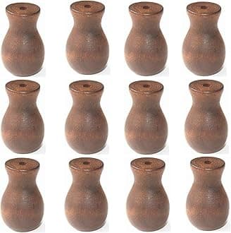 12pcs Brown Wood Tassel for Window Blinds White Cord Knobs Wooden Hanging Ball Pulls for Curtain Craft