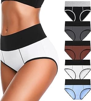 Underwear for Women Cotton High Waist Panties Full Coverage Briefs Soft Strech Ladies Breathable Panties-Multi Pack