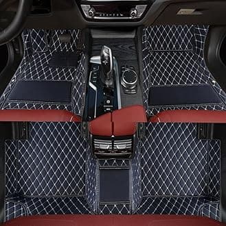 Custom Personalized Floor Mats for Cars，Luxury Full Coverage All Weather Car Floor Mats，Anti-Slip Leather Car Mat Set ，Custom Floor Mats for 99% of Cars, Trucks & SUVs (Black Beige)