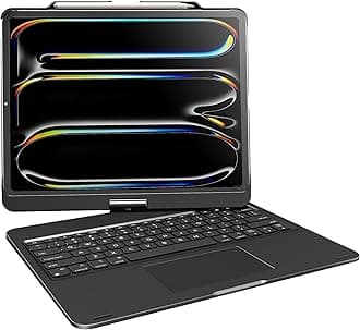 Wireless Keyboard Case for 2025 iPad Air 13-inch (M3-M2) & iPad Pro 13 inch M4 2024, iPad Pro 12.9-inch (6th-3rd Gen): Rotatable Pencil Holder Multi-Touch Trackpad RGB Backlit Black