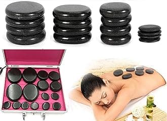Arabest 16pcs Basalt Hot Stone Set with Heater Box, Relieve Stress Back Pain Health Care, Hot Rocks Massage Stones Kit, for Body Massage