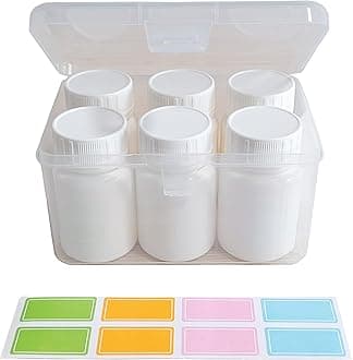 Plastic Empty Pill Bottle Organizer Medicine Vitamin Chemical Containers with Lables Caps (40ml)