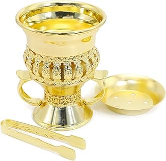 BEYLAB Frankincense Resin Incense Burner, Conical Gold Metal Incense Holder