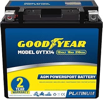 Goodyear GYTX14-12 Volt 16 AH, 210 CCA, Rechargeable High-Performance, Maintenance Free, SLA - AGM Battery for Motorcycle, ATV, UTV, 4-Wheeler, Snowmobile, Watercraft and more!