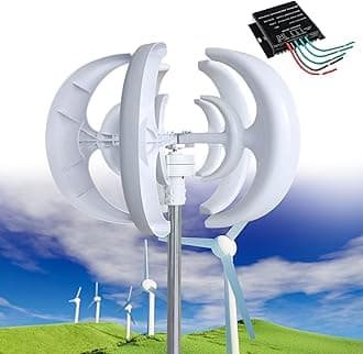 Wind Turbine Generator Kit, 12000W 12V/24V/48V Vertical Wind Turbine Electricity Set, 5 Blade Horizontal Wind Power Generator Kit for Home, Boat, Marine, Monitoring, Street Lighting,White-48V