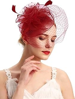 CizoeFascinators Hats 20s 50s Hat Pillbox Hat Cocktail Tea Party Headwear with Veil for Girls and Women