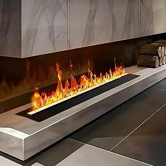 150cm 7-Color 3D Flame Effect Fireplace | No-Heat Decorative Steam Vapor Fireplace Ultra-Thin Metal Panel, Remote & Touch Control – Safe Ambiance for Homes, bars and resturant