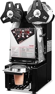 VEVOR Fully Automatic Cup Sealing Machine, 500-650 Cups/H, Cup Sealer Machine for 190 mm Tall & 90/95 mm Cup, Electric Boba Tea Sealer with Digital Control LCD Panel for Bubble Milk Tea Coffee, Black