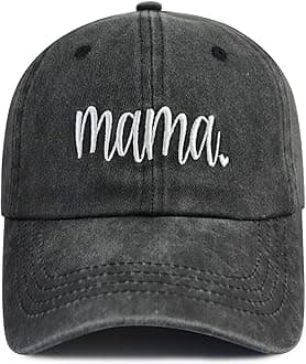 Funny Mama Hat for Women, Adjustable Washed Cotton Embroidered Mom Baseball Cap