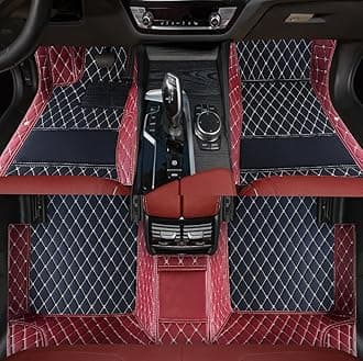 Custom Personalized Floor Mats for Cars，Luxury Full Coverage All Weather Car Floor Mats，Anti-Slip Leather Car Mat Set ，Custom Floor Mats for 99% of Cars, Trucks & SUVs (3D Wine red and Black)