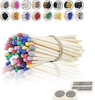 4" Inch Long Wooden Refill Matchsticks with Strike Stickers - Safety Matches Wholesale Bulk Loose by Chandler Studio (50 Pieces, Rainbow)