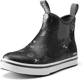 HISEA Men's Deck Rain Boots Saltwater Fishing Booties Waterproof Ankle Rain Boots with High Traction