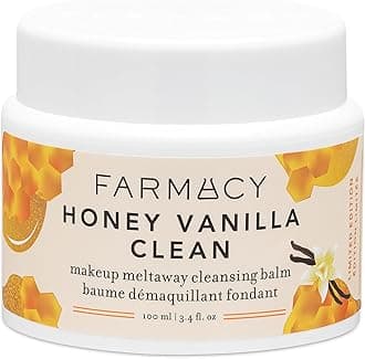Farmacy Makeup Remover Cleansing Balm - Honey Vanilla Waterproof Makeup Remover & Oil Based Cleanser - Gentle Exfoliating Double Cleanser - Melts From Balm to Milky Lather (100ml)