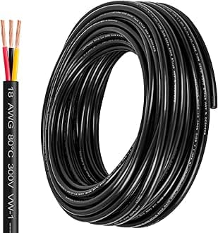 18 Gauge Wire 3 Conductor,18 AWG Electrical Wire Stranded PVC Cord Oxygen-Free Copper Cable,200FT 3 Core Pure Copper Flexible Cable Wire for LED Lamp Lighting Strips Automotive (18AWG-3C, 200FT)…