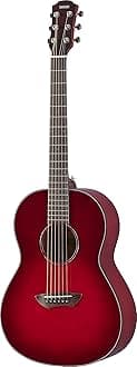 Yamaha CSF1M CRB Parlor Size Acoustic Guitar with Hard Gig Bag, Crimson Red Burst