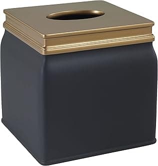 Avanti Linens - Tissue Box Cover, Guest Bathroom Essentials, Modern Home Decor (Memphis Collection, Black)