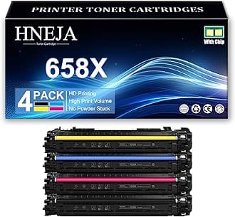 HNEJA 658X Black Yellow Cyan Magenta High Yield Toner Cartridge for HP M751dn M751n Printer, Compatible W2000X W2001X W2002X W2003X Toner Cartridges Replacement,4 Colors-1 Pack