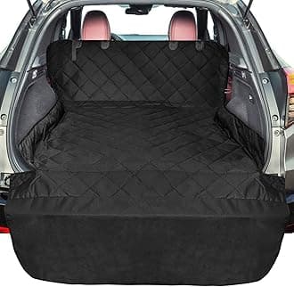 F-color SUV Cargo Liner for Dogs, Upgraded Extra Large Water Resistant Pet Cargo Cover Dog Seat Cover Mat for SUVs with with Bumper Flap for Full-Size SUVs Vans, Black