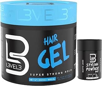 Hair Gel with Sample Powder - Super Strong Hold - Flake Free - Long Lasting Shine - for Men and Women