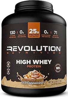 High Whey, Protein Powder 6LB, Whey Isolate, Gluten Free, Lean Muscle Mass for Men & Women, 25g of Protein Per Scoop, 2.7kg, 73 Servings (Caramel Iced Cappuccino, 6 Pound)