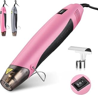 Heat Gun, 400W Mini Hot Air Gun with Reflector Nozzle, 2 Temp Settings 482℉(250℃)/842℉(450℃) and 5.9ft Long Cable Overload Protection for Craft Embossing, Shrink Wrapping PVC, Drying Paint