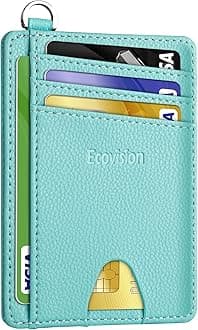 EcoVision Slim Minimalist Front Pocket Wallet, RFID Blocking Credit Card Holder Wallet with Detachable D-Shackle for Men Women