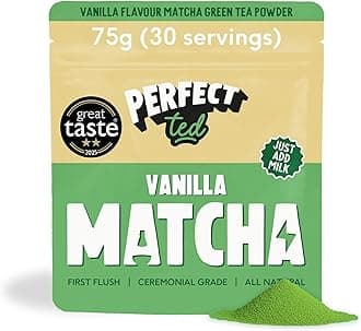Perfect Ted Matcha Powder | Vanilla Bean Flavor 75g | Matcha Powder Ceremonial Grade | Single-Origin Uji, Japan | Matcha Green Tea Powder (30 Servings)