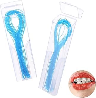 Amabro Dental Floss Threaders, 100PCS Dental Floss Deep Clean Dental Threader Interdental Floss for Braces Bridges Implants Oral Health Care 2Pack(Blue)