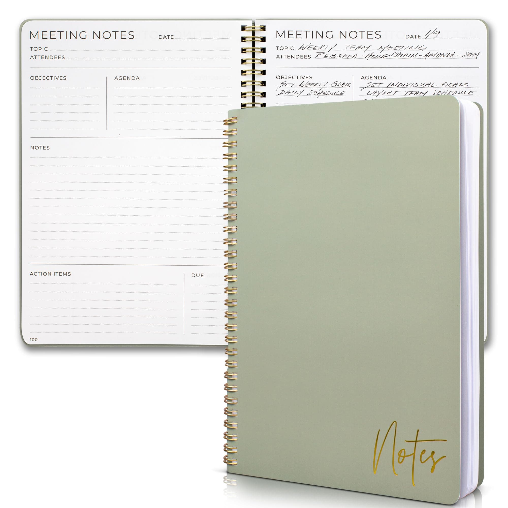 ZICOTO Beautiful Meeting Notebook For Work Organization - Easily Take Notes And Keep Agendas on Track - The Perfect Office Planner Supplies for Women & Men to Professionally Manage Business Projects