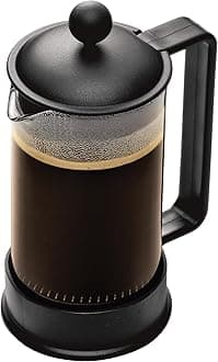 12oz Brazil French Press Coffee Maker, High-Heat Borosilicate Glass, Black - Made in Portugal