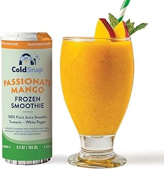 ColdSnap Passionate Mango Frozen Smoothie Pods – 12-Pack | Real Mango & Passionfruit Blend with Turmeric & White Pepper | No Added Sugar | 70 Calories per Serving | Shelf-Stable | For ColdSnap Machine
