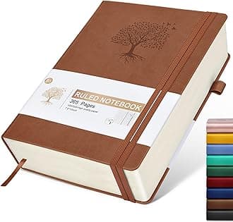 Lined Journal Notebook -365 Pages B5 Large Journal for Writing Men Women, College Ruled Notebook, Hardcover Leather Journal, Daily Notebook for Work, Note Taking, 100Gsm Paper ( 7.6'' X 10'' Brown)