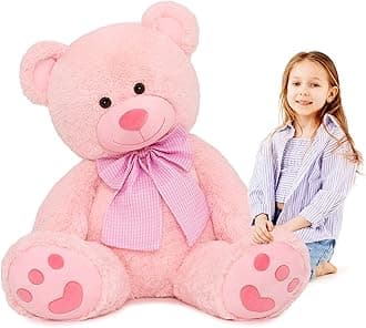 MorisMos Giant Teddy Bear Toy 39“, Pink Big Bow Tie Bear Stuffed Animal Plush, Soft Bear Plush Gifts for Kids, Girlfriend Wife on Birthday, Valentines Day, Christmas, Baby Shower Decor