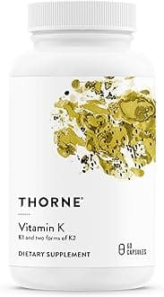 THORNE - Vitamin K - Vitamins K1 and K2 (as MK-4 and MK-7) Capsule Supplement - Supports Strong Bones* - Clinically Studied Ingredients - Third-Party Certified - Gluten, Dairy & Soy-Free - 60 Capsules